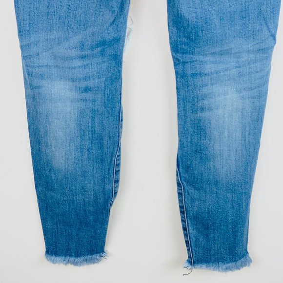 Kancan Lt Wash Fringed Hem Crop Jeans 7 27 - Picture 7 of 10